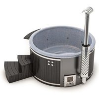 Badefass Stockholm aus Thermoholz, Badebottich ø 200 cm, Hot Tub mit Holzofen, Whirlpool, Schwimmbecken, Jacuzzi outdoor, inkl. Minibar beheizbar von FINNTHERM