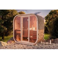 Fasssauna Ellipso m Fasssauna 1 Sitzbänke aus Holz , Sauna mit 42 mm Wandstärke, Außensauna mit Montagematerial - Finntherm von FINNTHERM