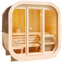 Fasssauna ScandiCube Mini xxs Fasssauna 1 Sitzbänke aus Holz, Sauna mit 42 mm Wandstärke, Außensauna mit Montagematerial - Finntherm von FINNTHERM