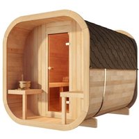 Fasssauna ScandiCube Premium 2 Sitzbänke aus Holz in Naturbelassen Sauna Wandstärke: 42 mm Außensauna - Naturbelassen - Finntherm von FINNTHERM