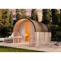 Fasssauna aus Holz ScandiPod Outdoor-Sauna mit Vorraum und Terrasse - Deluxe 204 x 400 cm - naturbelassen - Naturbelassen - Finntherm von FINNTHERM