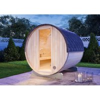 Fass-Sauna Mini s Fasssauna 2 Sitzbänke aus Holz, Sauna mit 42 mm Wandstärke Außensauna - Naturbelassen - Finntherm von FINNTHERM