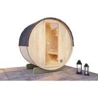 Fasssauna Mini xxs 2 Sitzbänke aus Holz in Naturbelassen Sauna Wandstärke: 42 mm Außensauna - Naturbelassen - Finntherm von FINNTHERM