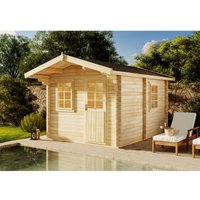 FinnTherm Saunahaus Joonas 70 Gartensauna 2 Sitzbänke aus Holz, Sauna mit 70 mm Wandstärke Außensauna Naturbelassen von FINNTHERM
