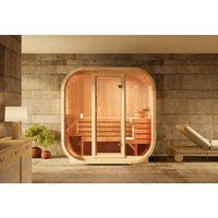 Innensauna Elipso m, Sauna mit Glasfront, 42 mm Wandstärke, 3 Personen - ohne Farbbehandlung - Finntherm von FINNTHERM