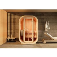 Innensauna Elipso s, Sauna mit Glasfront, 42 mm Wandstärke, 2 Personen - ohne Farbbehandlung - Finntherm von FINNTHERM