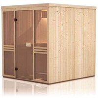 Finntherm - Innensauna Karina Innensauna 2 Sitzbänke aus Holz , Saunakabine mit 40 mm Wandstärke, Infrarotsauna - Naturbelassen von FINNTHERM