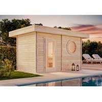 Saunahaus Cubus-70 c Gartensauna 3 Sitzbänke aus Holz, Sauna mit 70 mm Wandstärke, Außensauna mit Montagematerial - Finntherm von FINNTHERM