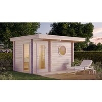 FinnTherm Saunahaus Feldkirch-70 Gartensauna 3 Sitzbänke aus Holz, Sauna mit 70 mm Wandstärke, Außensauna mit Montagematerial von FINNTHERM