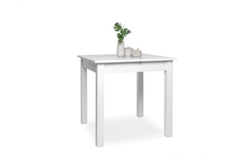 002044 Coburg Weiß Nb. 80 x 80 cm Tisch Esszimmertisch Küchentisch ausziehbar au ca. 120 cm von FINORI