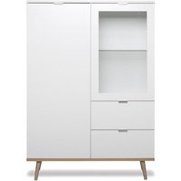 Kommode Highboard Vitrine Beistellkommode Glas göteborg 53 Weiß / Sonoma Eiche... von FINORI