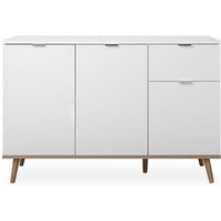 Kommode Sideboard Anrichte mit Massivholz Weiß / Eiche Nb. göteborg 120 x 85 cm von FINORI