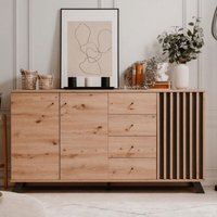 Medan51C Sideboard 3 Türen und 4 Schubladen aus anthrazitfarbener Eiche von FINORI