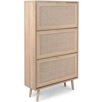 Schuhablage mit 3 Türen L70 cm - Rattan-Druck - Bali - Holz - Calicosy von CALICOSY