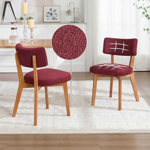 FINTHOMING Esszimmerstühle 2er Set, Moderne Mid-Century-Stil Esszimmerstuhl, Massivholz Beine Stoff gepolsterten Sitz für Küche Esszimmer, Belastbarkeit 130kg (Weinrot) von FINTHOMING
