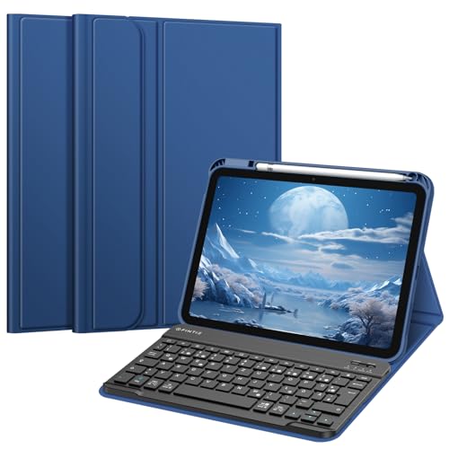 FINTIE Tastatur Hülle für iPad 11. Generation 11" 2025, iPad 10. Generation 2022 10.9", Schutzhülle mit TPU Rückschale, Pencil Halter und magnetisch Abnehmbarer Tastatur mit QWERTZ Layout, Navy von FINTIE
