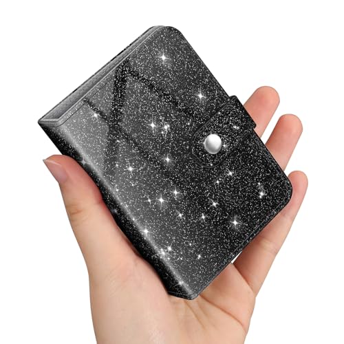 Fintie Mini Fotoalbum für 2x3 Zoll Filme - 52 Taschen kleine Alben für Fujifilm Instax Mini Sofortbildkamera/Polaroid Hi-Print Bilder, Kpop Fotokartenhalter Binder, (Glitzerndes Schwarz) von FINTIE