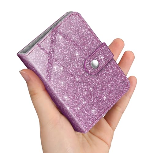 Fintie Mini Fotoalbum für 2x3 Zoll Filme - 52 Taschen kleine Alben für Fujifilm Instax Mini Sofortbildkamera/Polaroid Hi-Print Bilder, Kpop Fotokartenhalter Binder, (Glitzerndes Violett) von FINTIE