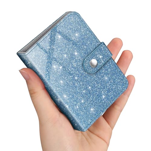 Fintie Mini Fotoalbum für 2x3 Zoll Filme - 52 Taschen kleine Alben für Fujifilm Instax Mini Sofortbildkamera/Polaroid Hi-Print Bilder, Kpop Fotokartenhalter Binder, Glitzerndes Blau von FINTIE