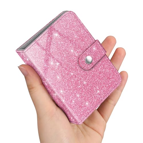 Fintie Mini Fotoalbum für 2x3 Zoll Filme - 52 Taschen kleine Alben für Fujifilm Instax Mini Sofortbildkamera/Polaroid Hi-Print Bilder, Kpop Fotokartenhalter Binder, Glitzerndes Rosa von FINTIE