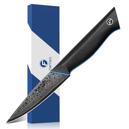 FINTISO 3,75 cm Obstmesser, Kleines Küchenmesser aus 67-Schichten japanischem Damaskusstahl, Ultra-scharfes Paring Knife mit G10-Griff, Exquisite Verpackung FINTISO 3,75 cm Obstmesser, Kleines Küchenmesser aus 67-Schichten japanischem Damaskusstahl, Ultra-scharfes Paring Knife mit G10-Griff, Exquisite Verpackung von FINTISO