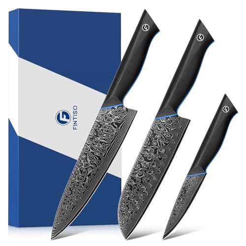FINTISO 3-teiliges Küchenmesser-Set, Ultra-scharfes Set aus 67-Schichten japanischem Damaskusstahl, Premium Kochmesser mit G10-Griff FINTISO 3-teiliges Küchenmesser-Set, Ultra-scharfes Set aus 67-Schichten japanischem Damaskusstahl, Premium Kochmesser mit G10-Griff von FINTISO