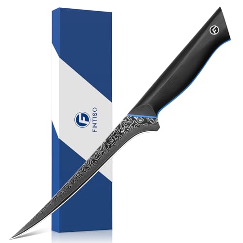 FINTISO 7 cm Filetiermesser, Ultra-scharfes Fleisch-Messer aus 67-Schichten japanischem Damaskusstahl, Professionelles Fischmesser mit ergonomischem G10-Griff für Schneiden und Häuten FINTISO 7 cm Filetiermesser, Ultra-scharfes Fleisch-Messer aus 67-Schichten japanischem Damaskusstahl, Professionelles Fischmesser mit ergonomischem G10-Griff für Schneiden und Häuten von FINTISO