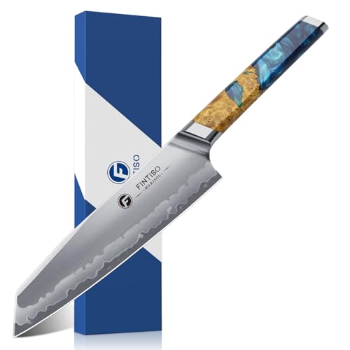 FINTISO Kochmesser, 20CM Japanisches Küchenmesser Aus S35VN Pulverstahl Mit 7-Lagigem Verbundstahl, Scharfes Kochmesser Mit Harz-Holzgriff – Geschenkidee FINTISO Kochmesser, 20CM Japanisches Küchenmesser Aus S35VN Pulverstahl Mit 7-Lagigem Verbundstahl, Scharfes Kochmesser Mit Harz-Holzgriff – Geschenkidee von FINTISO