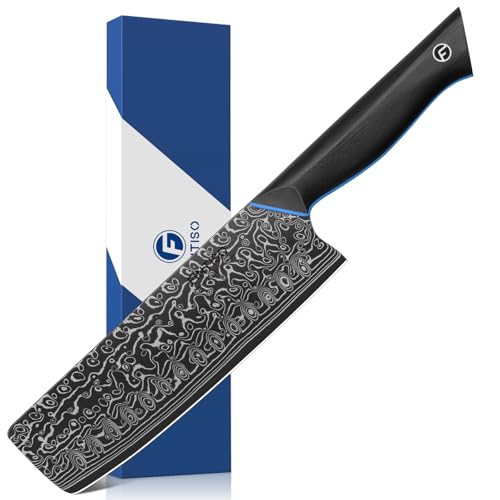 FINTISO Nakiri Messer Damast 18 cm, Schwarzes Küchenmesser aus 67-lagigem Damaststahl mit G10-Griff, Full Tang, Japanisches Nakiri Damastmesser in Geschenkbox - ZEUS Serie FINTISO Nakiri Messer Damast 18 cm, Schwarzes Küchenmesser aus 67-lagigem Damaststahl mit G10-Griff, Full Tang, Japanisches Nakiri Damastmesser in Geschenkbox - ZEUS Serie von FINTISO