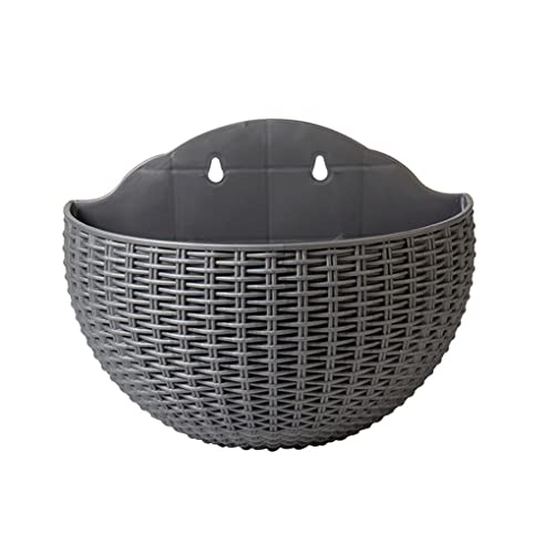 FIOERDTUIE Blumentopf Wand Hängekorb Pflanzgefäß Garten Pflanzenbehälter Exquisite Outdoor Vollfarb Blumentopf Balkon Ornamente, Silbergrau/L von FIOERDTUIE
