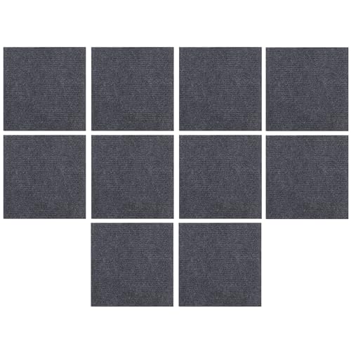 FIOERDTUIE Einfach zu installierende, Selbstklebende Teppichfliesen. Langlebige, abziehbare und aufklebbare Bodenbelagslösung. Polyester Bodenfliesen zum Aufkleben, dunkelgrau von FIOERDTUIE