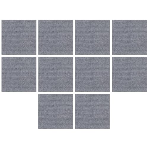 FIOERDTUIE Einfach zu installierende, Selbstklebende Teppichfliesen. Langlebige, abziehbare und aufklebbare Bodenbelagslösung. Polyester Bodenfliesen zum Aufkleben, hellgrau von FIOERDTUIE