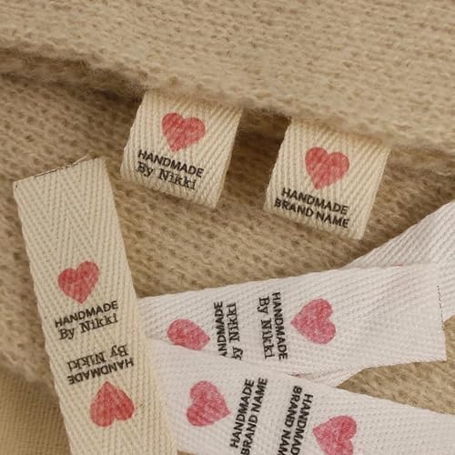 15 x 50 mm, Baumwoll-Twill-Gurtband, flache oder gefaltete Etiketten, bedruckter Stoff for Aufnähen, personalisierte Personalisierung, Näh-, Strick- oder Häkeletiketten. von Sdove