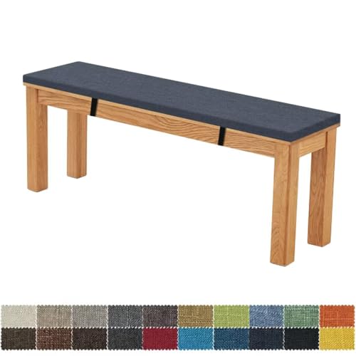 FIOVIP Bankauflage Bankkissen Sitzbankkissen 80X30X5CM Abnehmbar Waschbar Doppelt rutschfest Hochelastischer Geeignet für Gartenbänke, Schaukeln, Terrassen, Innenbänke(Dunkelgrau Blau) von FIOVIP