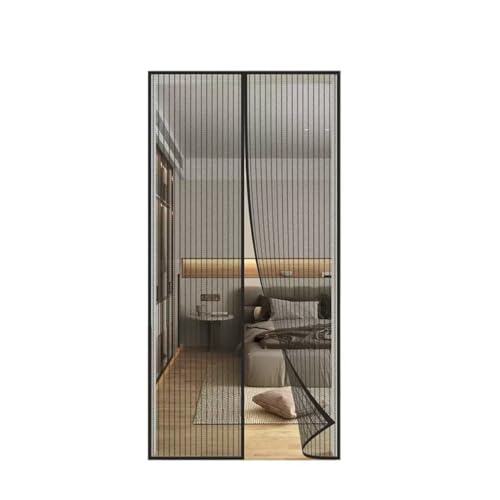 FIOVIP Fliegengitter Magnet Tür, 105x235CM Vorhang, schließt automatisch, einfache Installation ohne Bohren, Magnetisches Moskitonetz für Eingang/Balkon etc(Polyester,Schwarz) von FIOVIP