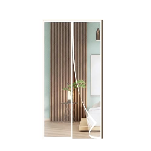 FIOVIP Fliegengitter Magnet Tür, 145x210CM Vorhang, schließt automatisch, einfache Installation ohne Bohren(Polyester,Weiß) von FIOVIP