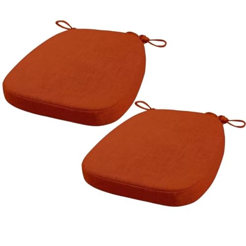 FIOVIP Stuhlkissen mit Riemen abnehmbar, waschbar, doppelte Anti-Rutsch hoch elastisch,Geeignet für Esstische und Stühle(43X40X33CM(5CM),Orange rot,2 Stück) von FIOVIP