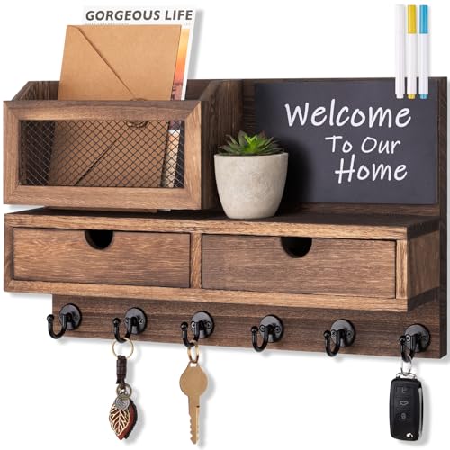 FIPUTE Schlüssel- und Posthalter für Wand, Holzbrief- und Schlüssel-Organizer mit Aufbewahrungsschublade, Wand-Schlüsselhalter für Eingangsbereich und Heimdekoration, 40 cm B x 23 cm H x 8,3 cm D FIPUTE Schlüssel- und Posthalter für Wand, Holzbrief- und Schlüssel-Organizer mit Aufbewahrungsschublade, Wand-Schlüsselhalter für Eingangsbereich und Heimdekoration, 40 cm B x 23 cm H x 8,3 cm D von FIPUTE