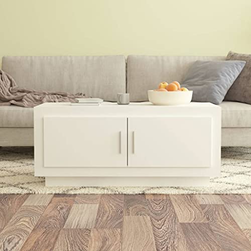 FIRBNUS 102x50x45 cm Bürotisch Blumentisch Weiß Beistelltisch Holz Wohnzimmertisch Modern Stabilität Kleiner Tisch Wohnzimmer Coffee Table Coutischtisch Teetisch Holzwerkstoff mit 2 Tür von FIRBNUS