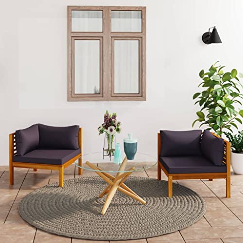 FIRBNUS 2 Ecksofas mit dunkelgrauen Kissen, Gartenstuhl, Gartenmöbel, Gartenmöbel, für den Außenbereich, aus massivem Akazienholz FIRBNUS 2 Ecksofas mit dunkelgrauen Kissen, Gartenstuhl, Gartenmöbel, Gartenmöbel, für den Außenbereich, aus massivem Akazienholz von FIRBNUS