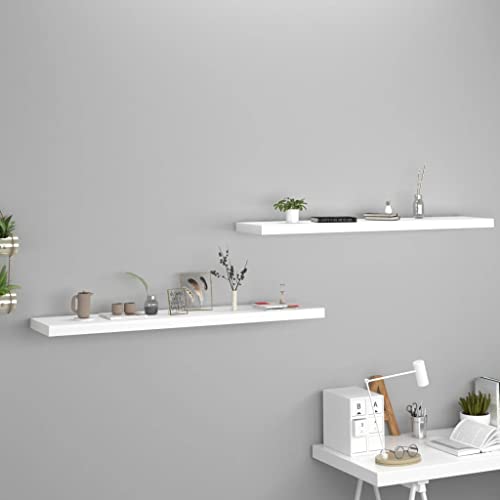 FIRBNUS 2 STK. Floating Wall Shelf 120x23,5x3,8 cm Hängeregal Schweberegal Wandregale Regale Regalboden Regal Wand Regal Schwebend für Wohnzimmer Kinderzimmer Waben MDF Metall Weiß von FIRBNUS