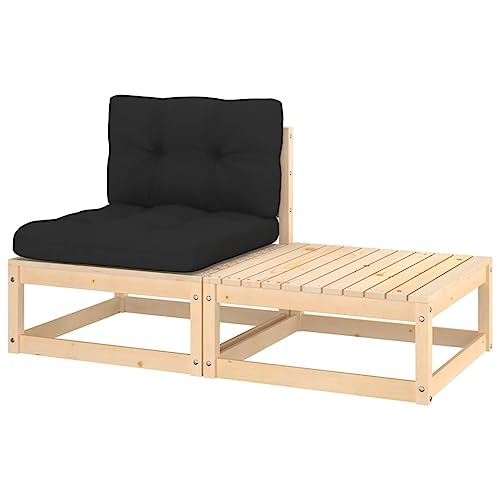 FIRBNUS 2-TLG. Garten-Lounge-Set mit Kissen Massivholz Kiefer Balkon Lounge Set Lounge Sofa Outdoor Gartengarnitur Holz Gartenmöbel Set Gartensofa Balkonmöbel Set Garden Furniture Sets von FIRBNUS
