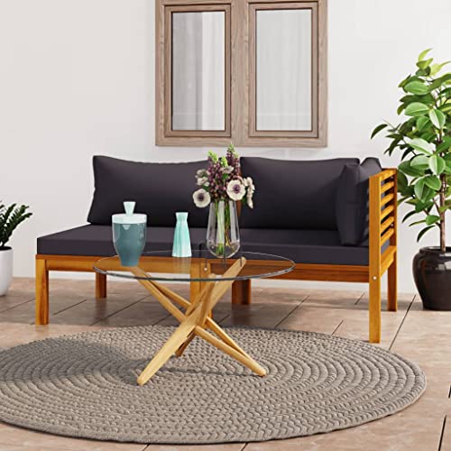 FIRBNUS 2-teiliges Set Gartenmöbel-Set für den Außenbereich mit dunkelgrauen Kissen für den Außenbereich, Gartenmöbel, Gartenmöbel, Akazienholz, 2 Stück von FIRBNUS