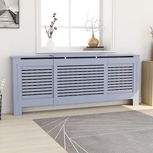 FIRBNUS 205x20.5x81.5 cm HeizköRperverkleidung HeizköRper Heizungsverkleidung HeizköRperabdeckung LamellentüR Heizungsrohr Verkleidung Grau von FIRBNUS