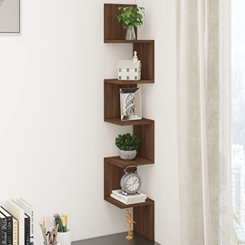 FIRBNUS 20x20x127,5 cm Bücherregal Wand Eckregal Wandregale Regalboden Hängeregal Wand Regale Regal Braun Eichen Schwebend für Wohnzimmer Kinderzimmer Wandregal Holzwerkstoff mit Mattem Finish von FIRBNUS