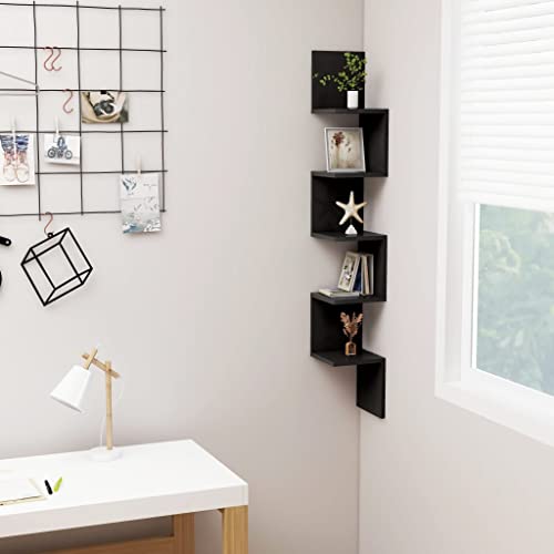 FIRBNUS 20x20x127,5 cm Bücherregal Wand Eckregal Wandregale Regalboden Hängeregal Wand Regale Regal Schwarz Schwebend für Wohnzimmer Kinderzimmer Wandregal Holzwerkstoff mit Mattem Finish von FIRBNUS