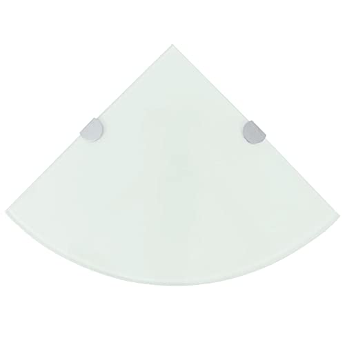 FIRBNUS 25x25x0,8 cm Eckregal mit Verchromten Halterungen Glas Regalboden Glas Bad Regal Glas Schwebend für Wohnzimmer Badezimmer Glasregal Wandregal Glas Weiß Gehärtetes Glas von FIRBNUS