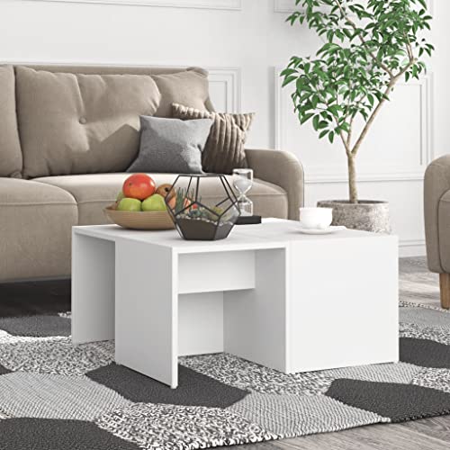 FIRBNUS 4 STK. 33x33x33 cm Beistelltisch Set Kleiner Tisch Couchtische Beistelltisch Holz Wohnzimmertisch Stilvollen Design Wohnzimmer Coffee Table Coffee Tisch Haltbarkeit Weiß Holzwerkstoff von FIRBNUS