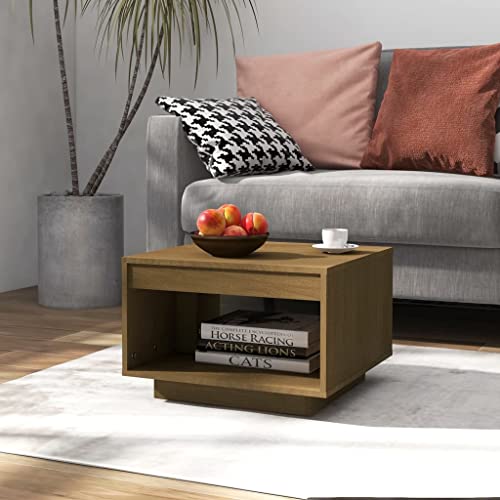 FIRBNUS 50x50x33,5 cm Beistelltisch Holz Wohnzimmer Tisch für Couch Quadratischer Wohnzimmertisch Modern Kleiner Tisch Coffee Table Bürotisch Coutischtisch Honigbraun Kiefer Massivholz von FIRBNUS