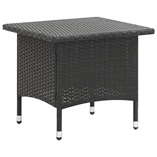 FIRBNUS 50x50x47 cm Beistelltisch Couchtisch Balkontisch Dining Table Kaffeetisch Witterungsbeständig Garten Esstisch Schwarz Gartentisch Teetisch Poly Rattan und Stahlgestell von FIRBNUS